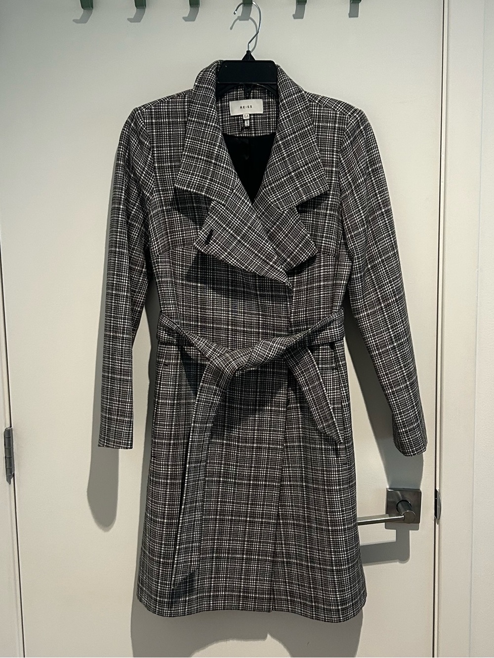 Reiss Black and White Plaid Coat